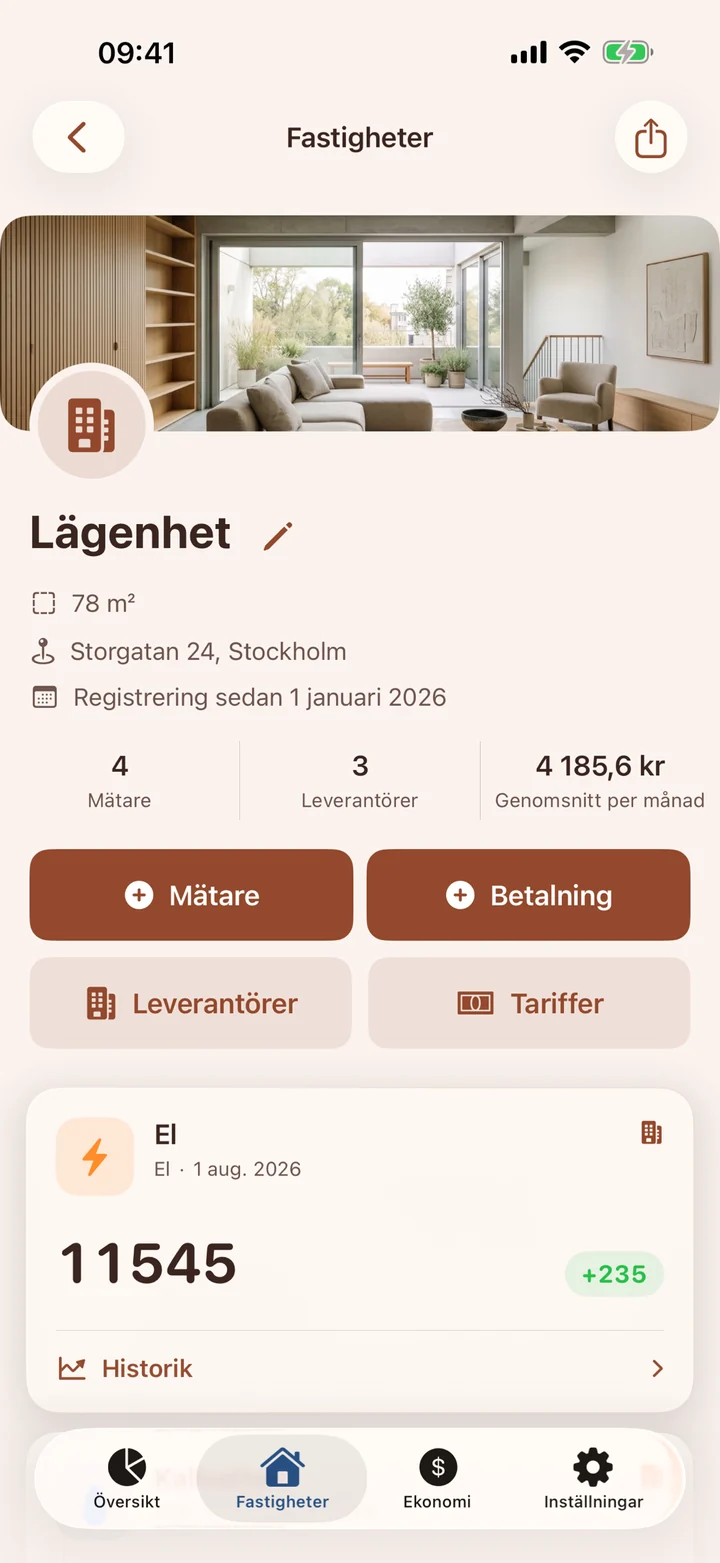 En avläsning, en betalning, ett kvitto. När du behöver det.